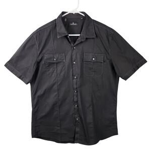 7 Diamonds Stretch Cotton Chocolate Brown Shirt Sleeve Button Up Shirt SZ XL EUC